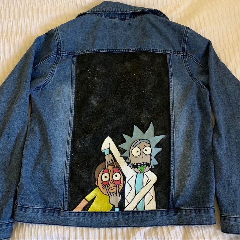 Custom Rick and Morty Hand painted denim jacket